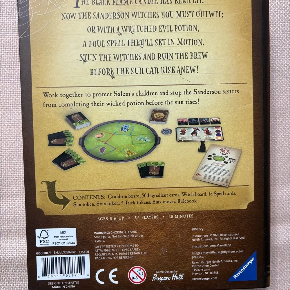 Disney Hocus Pocus Board Game Green and Brown - Picture 3 of 4